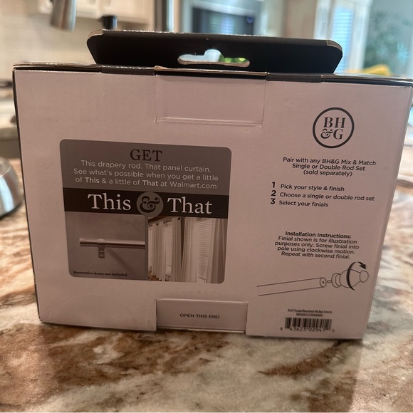 Better Homes & Gardens Finial Set for Curtain Rod Brushed Nickel Finish - Picture 3 of 6